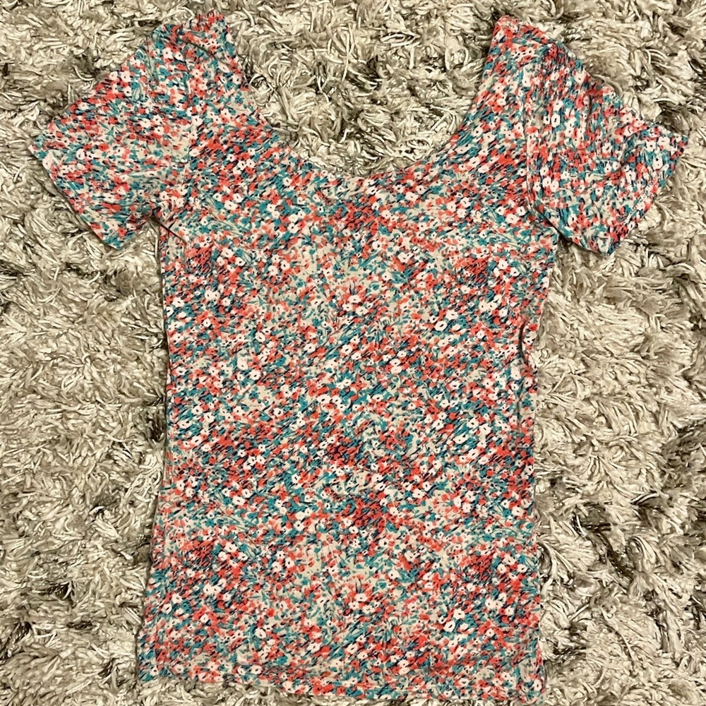 Aeropostale Girls pink bodycon Shirt Medium floral
